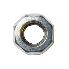Hex Nut Close-up: Metal Fastener Detail Image isolated on transparent background