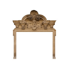 Elements of architectural decorations of buildings. Old wall with arch. Empire pattern.