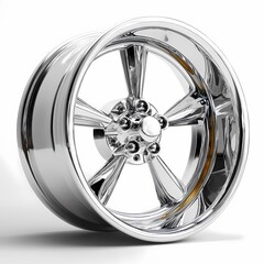 Obraz premium Chrome Custom Wheel HighGloss Finish Car Rim isolated on white Background