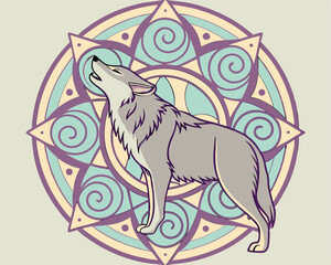 Obraz premium Animal Spirit Mandala Wolf Elephant