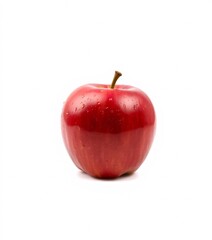 Shiny red apple with water droplets