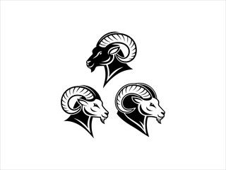 Black and White Ram Goat Head Logos