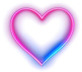 PNG Heart neon glowing colors.