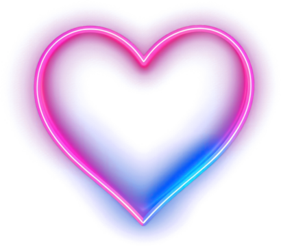 PNG Heart neon glowing colors.