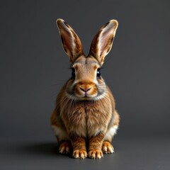 Fototapeta premium create a portrait of a bunny on a black background with the subject positioned at the top and copy space at the bottom