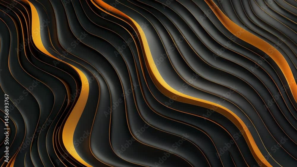 Poster intricate patterns of flowing black and gold waves create a mesmerizing abstract visual experience