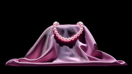 Pink Pearl Necklace on Silk with Elegant Jewelry Display.