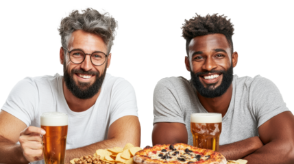 Friends Enjoying Beer with Snacks