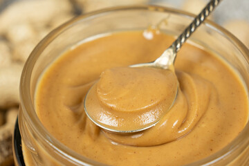 Close Shot of Spoonful of Peanut Butter