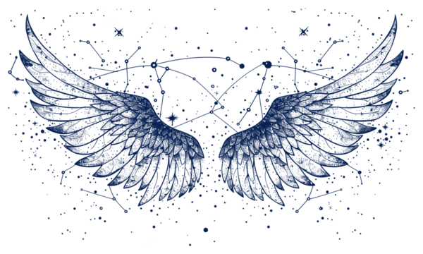 PNG Celestial illustration of Wings with Wings with Constellations background cosmic wings.