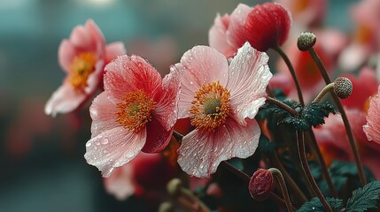pink flowers with green stems,photo stock