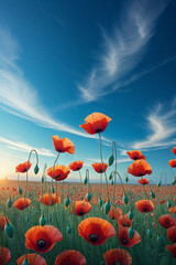 Fototapeta premium poppy field with blue sky