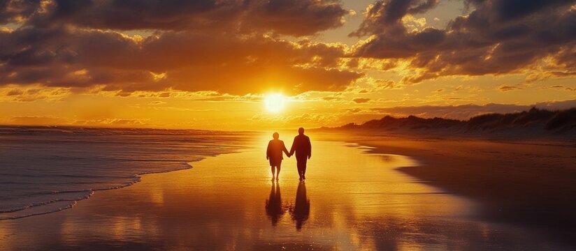 Golden sunset stroll