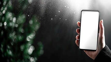 Modern smartphone held against a festive background.