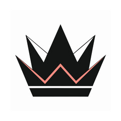 Minimalist black and pink crown illustration for branding and design elements
