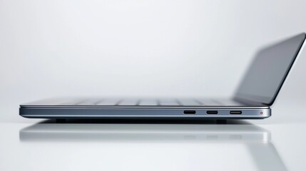 Side profile of a modern laptop computer.