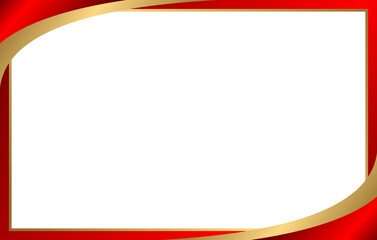 Vector illustration of a red backdrop with a gold ribbon wave design on a framed banner