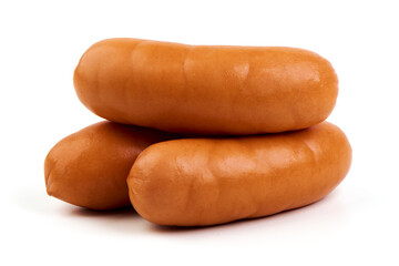 Boiled sausages, isolated on white background