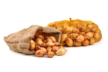 Whole onions isolated on white background.