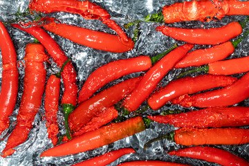Minimalist Food Art with Red Chilies and Water