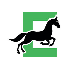 Initial Hores Logo combine with letter E vector template