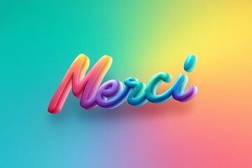 Merci! vector rainbow gradient typography banner