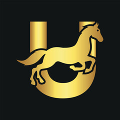 Initial Hores Logo combine with letter U vector template