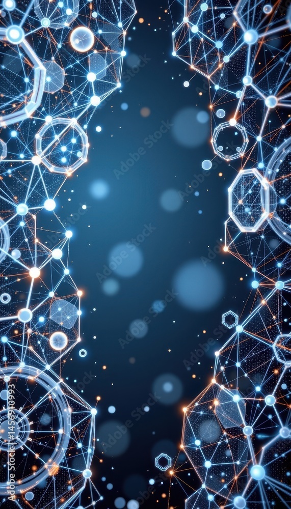 Poster background: a mesh and net design representing the intricate workings of science and technology, cop