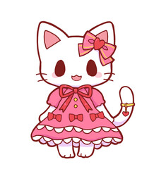 ピンクのロリータの白猫