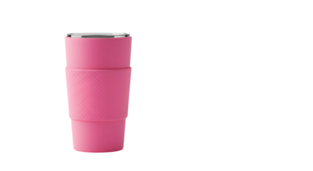 Pink insulated tumbler isolated on black background