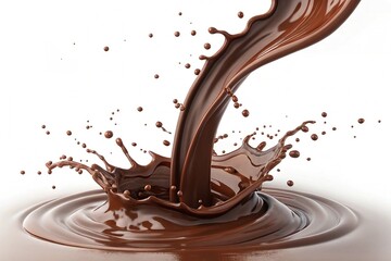 Chocolate swirl isolated Realistic splash of hot chocolate 3d render Liquid Chocolate Spray on white background