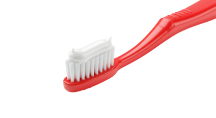Red toothbrush with white toothpaste