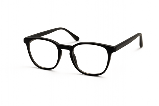 Black Frame Eyeglasses with Clear Lenses on Transparent Background for Modern Fashion Optical Accessory and Stylish Vision Design