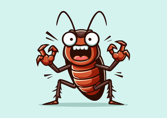Cockroach screams and gets angry, waving his fists