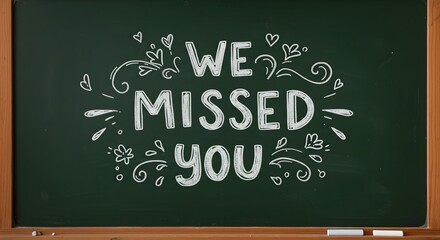 We Missed You Message Chalkboard with Decorative Doodles for Welcome Back