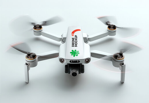 Drone Mockup with Flying Blades &ndash; Realistic Top View UAV Scene for Branding and Product Presentation