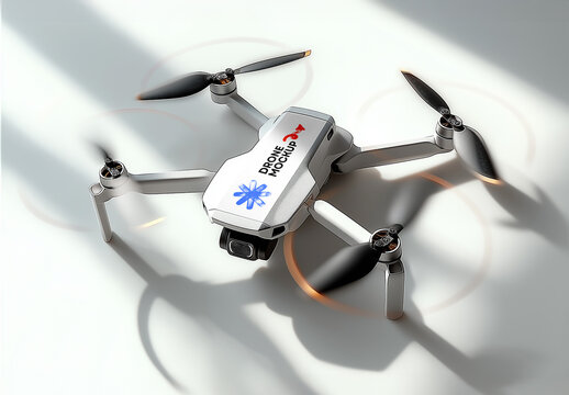 Top Angle Drone Branding Mockup &ndash; Realistic Flying Scene for Aerial Tech Presentations