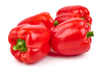 Fresh red bell peppers isolated on white background.