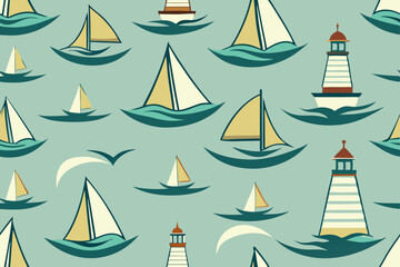 Seamless Pattern of Cute Cartoon Polar Bears on Beige Background