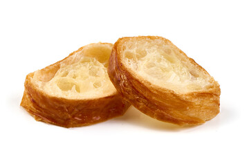 Crispy Baguette Slices, isolated on white background.