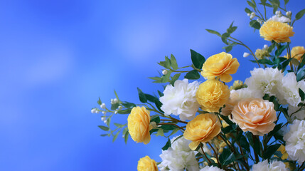 yellow flowers on blue sky