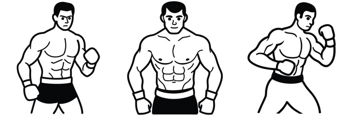 Fototapeta premium Dynamic Fighter, Muscular Men Illustrated in Combat Poses