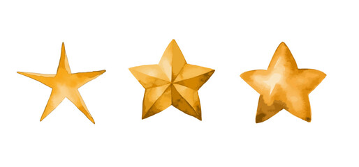 Obraz premium star icons in watercolor style. hand painted yellow stars doodles