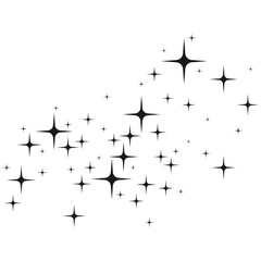Black flying stars confetti magic cosmic vector on white, premium sparkle stardust background pattern. Holiday party decoration, star background vector print, flying sparkle festive confetti. 