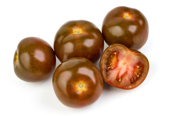 Fresh ripe kumatoes, isolated on white background.