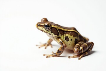 Obraz premium Single speckled brown frog against pure white backdrop , studio, stock, natural