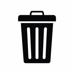 Trash bin icon vector silhouette illustration isolated on white background