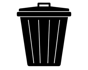 Trash bin vector silhouette illustration isolated on white background