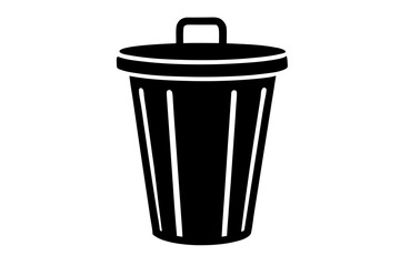 Trash bin vector silhouette illustration isolated on white background