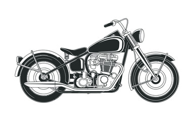 Fototapeta premium Vintage Motorcycle Illustration Black and White Design